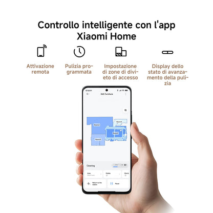 XIAOMI H50 Robot Aspirapolvere Lavapavimenti mop sollevabile, potenza aspirazione 10000Pa, sistema doppio anti-groviglio, mop&stazione autopulenti, svuotamento automatico, navigazione LDS, app e voce