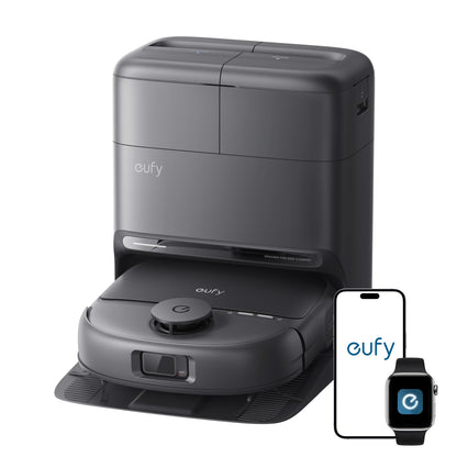 eufy C28 Robot Aspirapolvere con rullo Autopulente HydroJet, Spazzola DuoSpiral anti-groviglio, Aspirazione Turbo da 15.000 Pa, Robot 5 in 1 con Aspirazione e Al per I'evitamento Ostacol