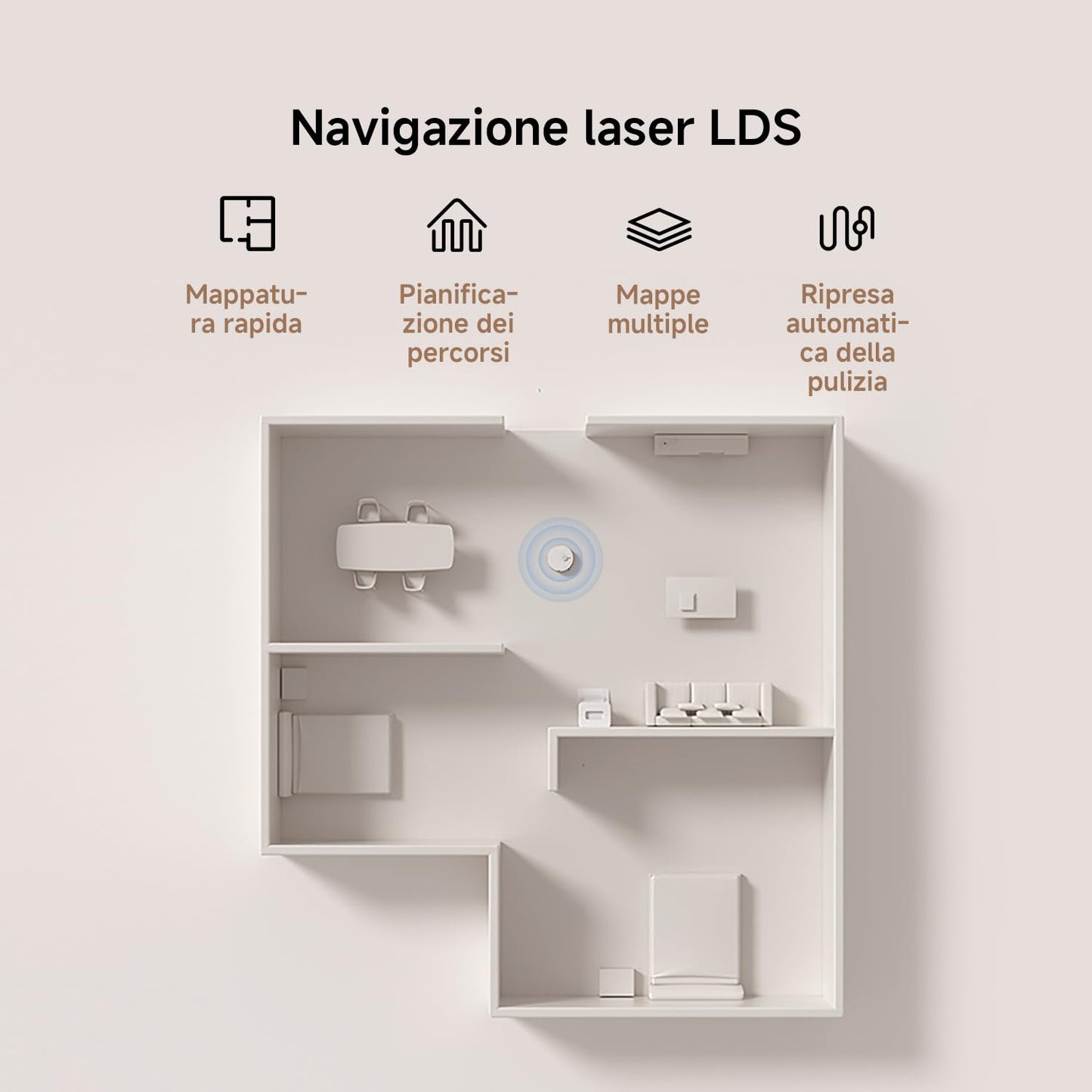 XIAOMI H50 Robot Aspirapolvere Lavapavimenti mop sollevabile, potenza aspirazione 10000Pa, sistema doppio anti-groviglio, mop&stazione autopulenti, svuotamento automatico, navigazione LDS, app e voce