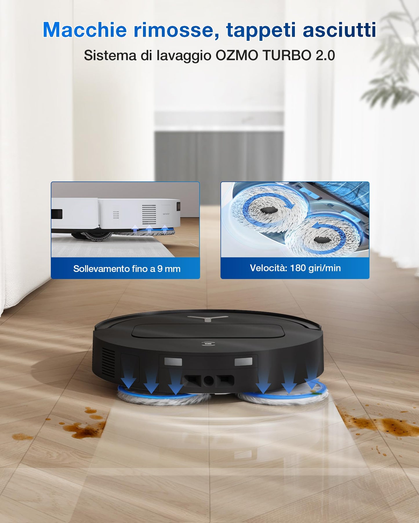 ECOVACS DEEBOT T50 OMNI Gen2 Robot Aspirapolvere Lavapavimenti, (Migliorato da T30 PRO), 21000 Pa, Spazzola Laterale Estensibile e Lavapavimenti, lavaggio con acqua calda a 75 ℃, Ultrasottile 81 mm