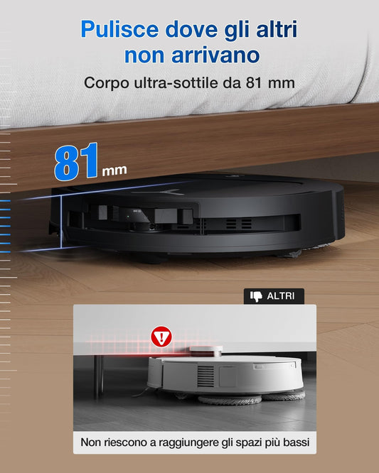 ECOVACS DEEBOT T50 OMNI Gen2 Robot Aspirapolvere Lavapavimenti, (Migliorato da T30 PRO), 21000 Pa, Spazzola Laterale Estensibile e Lavapavimenti, lavaggio con acqua calda a 75 ℃, Ultrasottile 81 mm