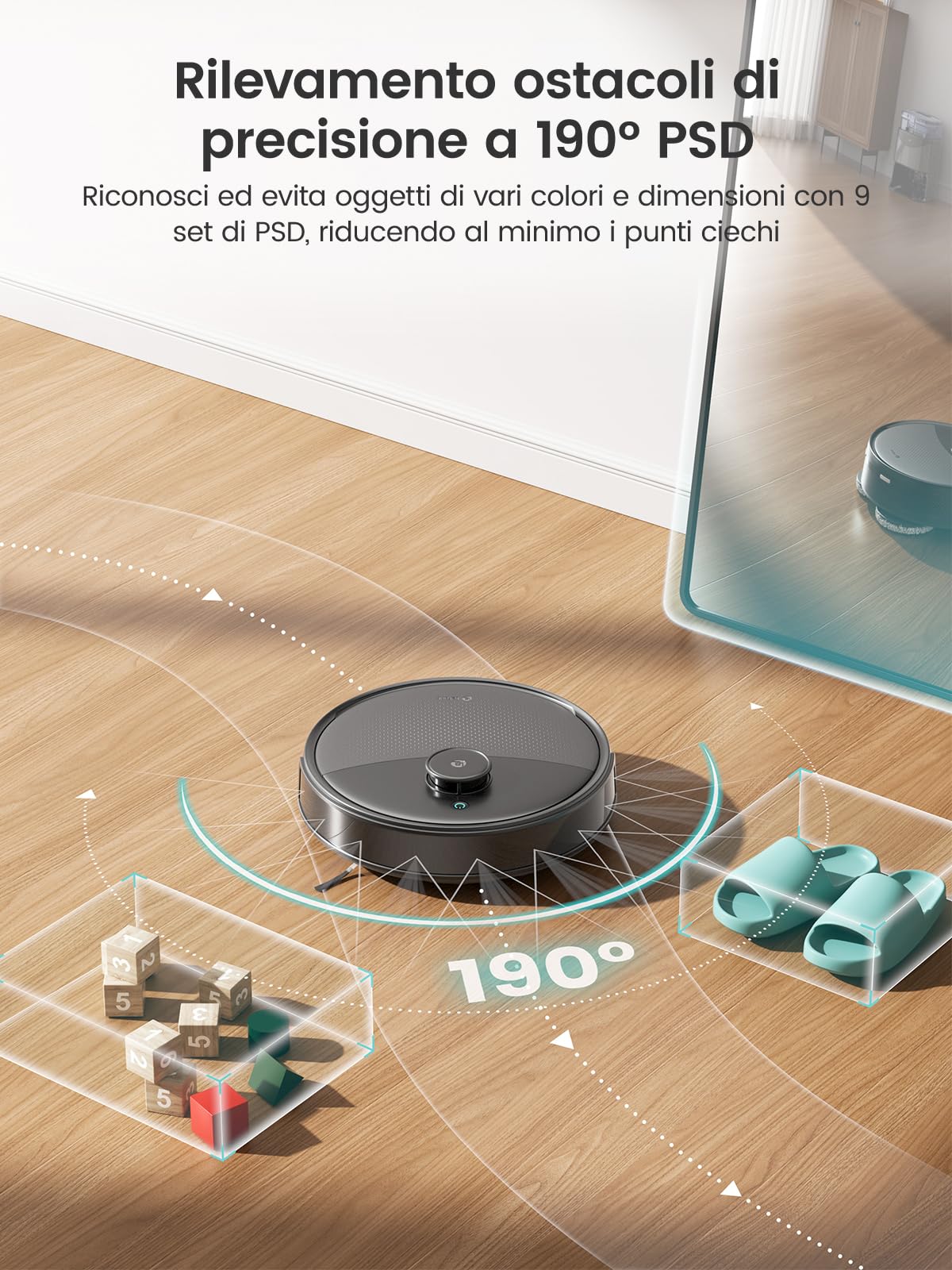 Lefant M3 Robot Aspirapolvere e Lavapavimenti con Mappatura, Laser dToF 360°, 12000Pa, Stazione All-in-One, Autosvuotamento 3.2L, Lavaggio Mop 45°C, Ostacoli PSD, WiFi 2.4G/5G, Alexa/APP