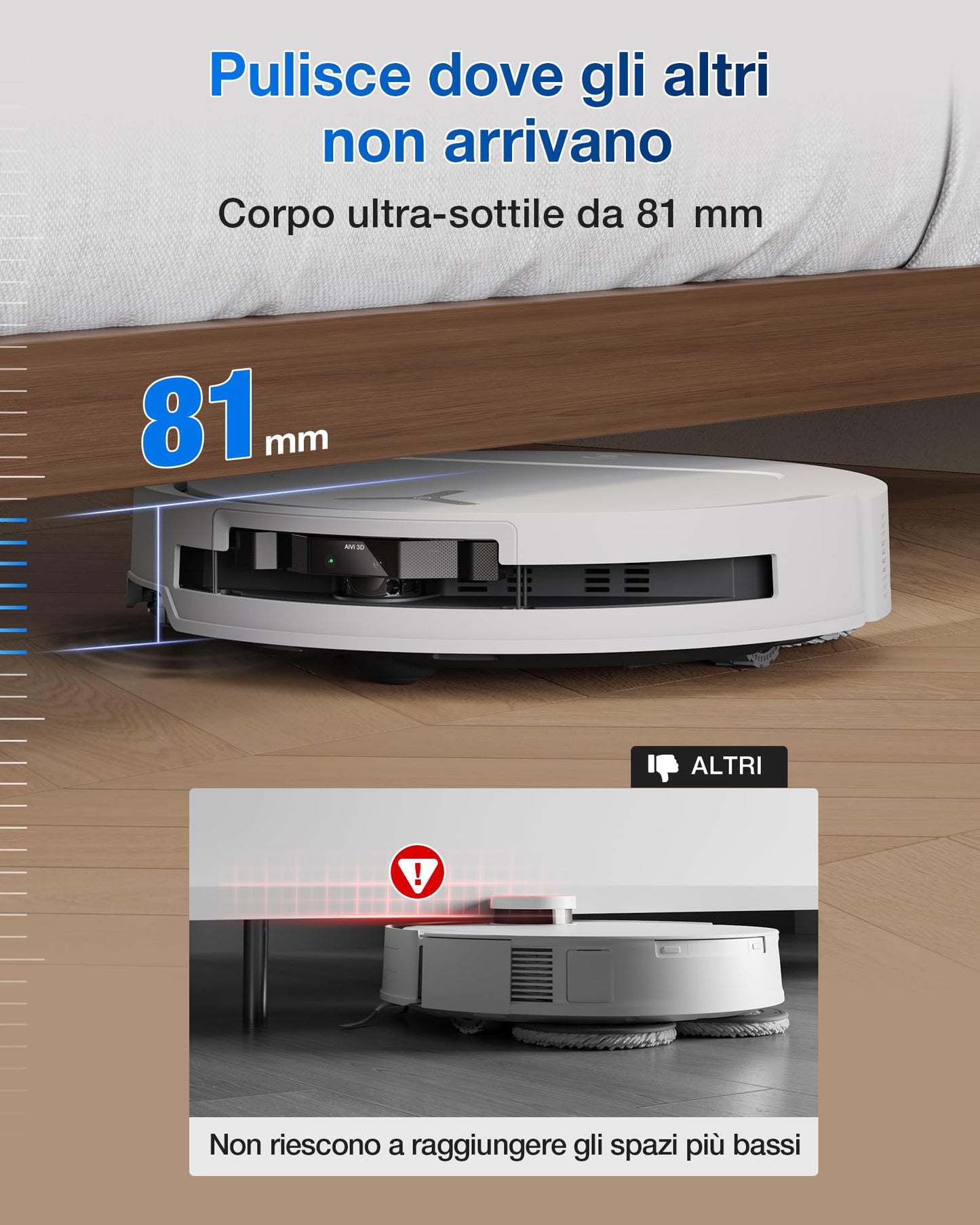 ECOVACS DEEBOT T50 OMNI Gen2 Robot Aspirapolvere Lavapavimenti, (Migliorato da T30 PRO), 21000 Pa, Spazzola Laterale Estensibile e Lavapavimenti, lavaggio con acqua calda a 75 ℃, Ultrasottile 81 mm