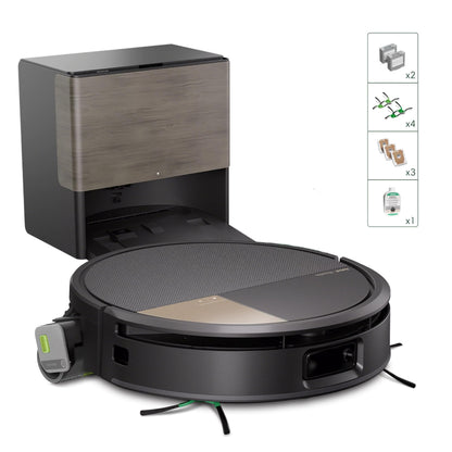 iRobot Roomba Max 706 Combo+Stazione AutoWash, Robot Aspirapolvere Lavapavimenti, ProLiDAR, PowerSpin Roller Mop,SmartScrub,Riconoscimento Oggetti AI,Pulizia Predittiva, Controllo Vocale e App, Nero