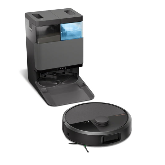 iRobot Roomba Plus 505 Combo + Stazione AutoWash, Robot Aspirapolvere Lavapavimenti, ClearViewPro LiDAR,DualClean,SmartScrub, Riconoscimento Oggetti, Pulizia a Zone, Controllo Vocale e App, Nero