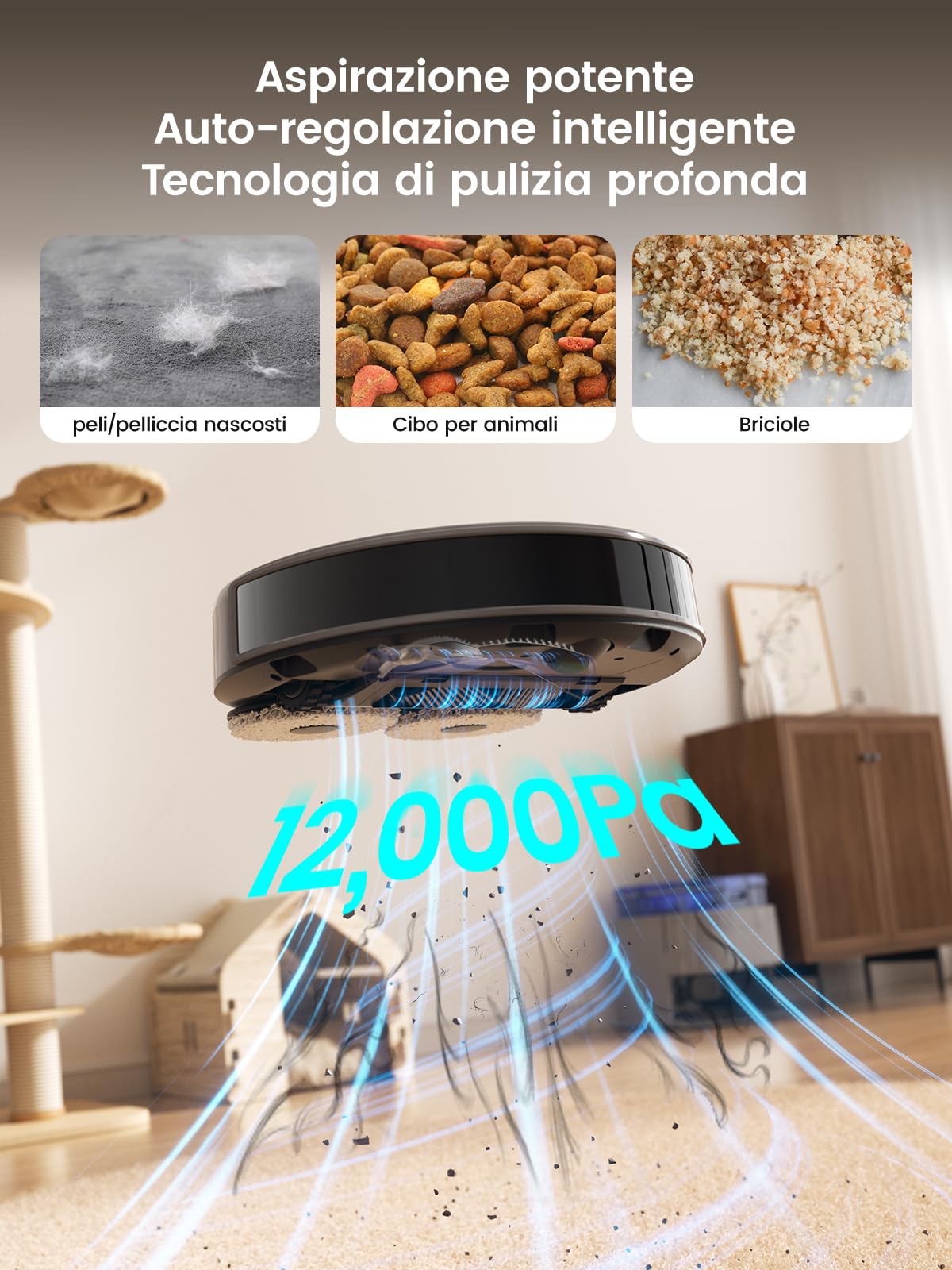 Lefant M3 Robot Aspirapolvere e Lavapavimenti con Mappatura, Laser dToF 360°, 12000Pa, Stazione All-in-One, Autosvuotamento 3.2L, Lavaggio Mop 45°C, Ostacoli PSD, WiFi 2.4G/5G, Alexa/APP