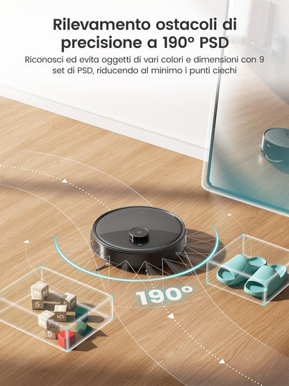 Lefant M3Max Robot Aspirapolvere Lavapavimenti con Mappatura, dToF 360°, 20000Pa, Doppio Mop Rotante, Auto-Svuotamento 3.2L, Lavaggio Mop 45°C e Asciugatura, PSD, WiFi 2.4G/5G, Alexa/APP