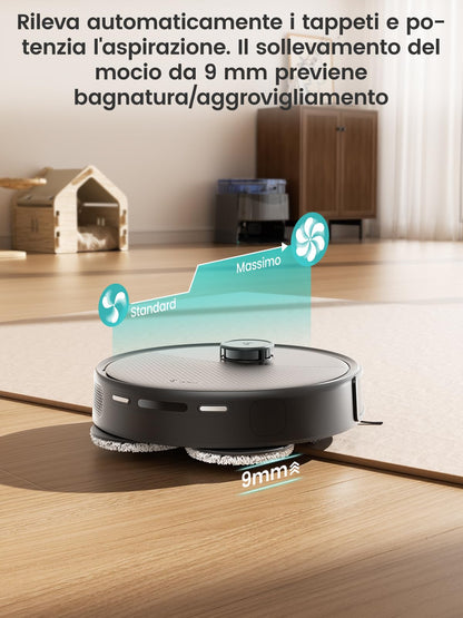 Lefant M3 Robot Aspirapolvere e Lavapavimenti con Mappatura, Laser dToF 360°, 12000Pa, Stazione All-in-One, Autosvuotamento 3.2L, Lavaggio Mop 45°C, Ostacoli PSD, WiFi 2.4G/5G, Alexa/APP