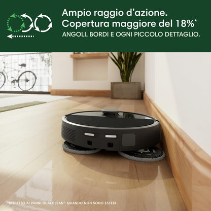 iRobot Roomba Plus 505 Combo + Stazione AutoWash, Robot Aspirapolvere Lavapavimenti, ClearViewPro LiDAR,DualClean,SmartScrub, Riconoscimento Oggetti, Pulizia a Zone, Controllo Vocale e App, Nero
