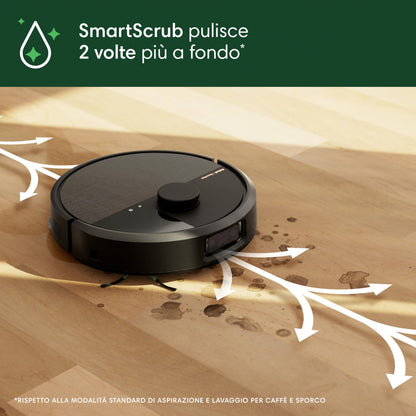 iRobot Roomba Plus 505 Combo + Stazione AutoWash, Robot Aspirapolvere Lavapavimenti, ClearViewPro LiDAR,DualClean,SmartScrub, Riconoscimento Oggetti, Pulizia a Zone, Controllo Vocale e App, Nero
