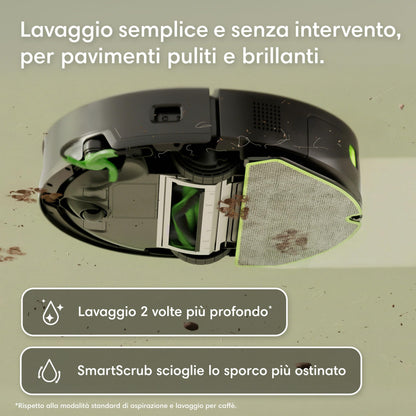 iRobot Roomba® 115 Combo Robot Aspirapolvere Lavapavimenti con AutoEmpty™ Dock, 15.000 Pa, SmartScrub™, Mappatura ClearView™ LiDAR, Aspirazione e Lavaggio 2 in 1, Nero