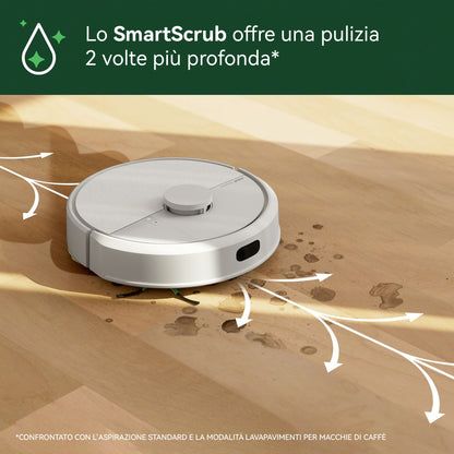 iRobot Roomba 105 Combo, Robot Aspirapolvere Lavapavimenti, Pulizia a 4 Fasi, Navigazione ClearView LiDAR, Rilevamento di Tappeti/Moquette, Pulizia Mirata, Controllo tramite App, Bianco