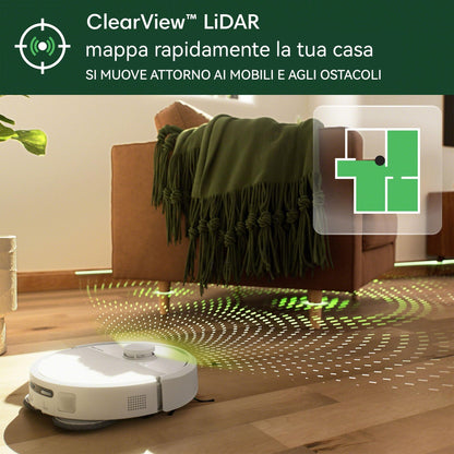 iRobot Roomba Plus 405 Combo + Stazione AutoWash, Robot Aspirapolvere Lavapavimenti, LiDAR, Rilevamento Tappeti, Previsione Pulizia Pavimento, DualClean, SmartScrub, Controllo Vocale e App, Bianco