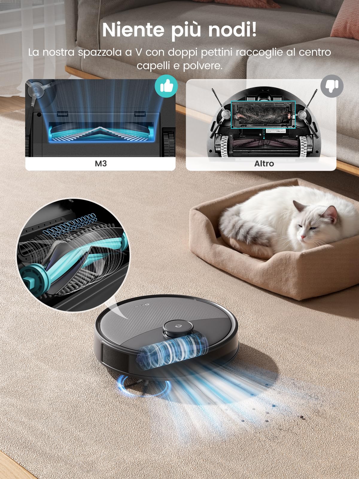 Lefant M3 Robot Aspirapolvere e Lavapavimenti con Mappatura, Laser dToF 360°, 12000Pa, Stazione All-in-One, Autosvuotamento 3.2L, Lavaggio Mop 45°C, Ostacoli PSD, WiFi 2.4G/5G, Alexa/APP