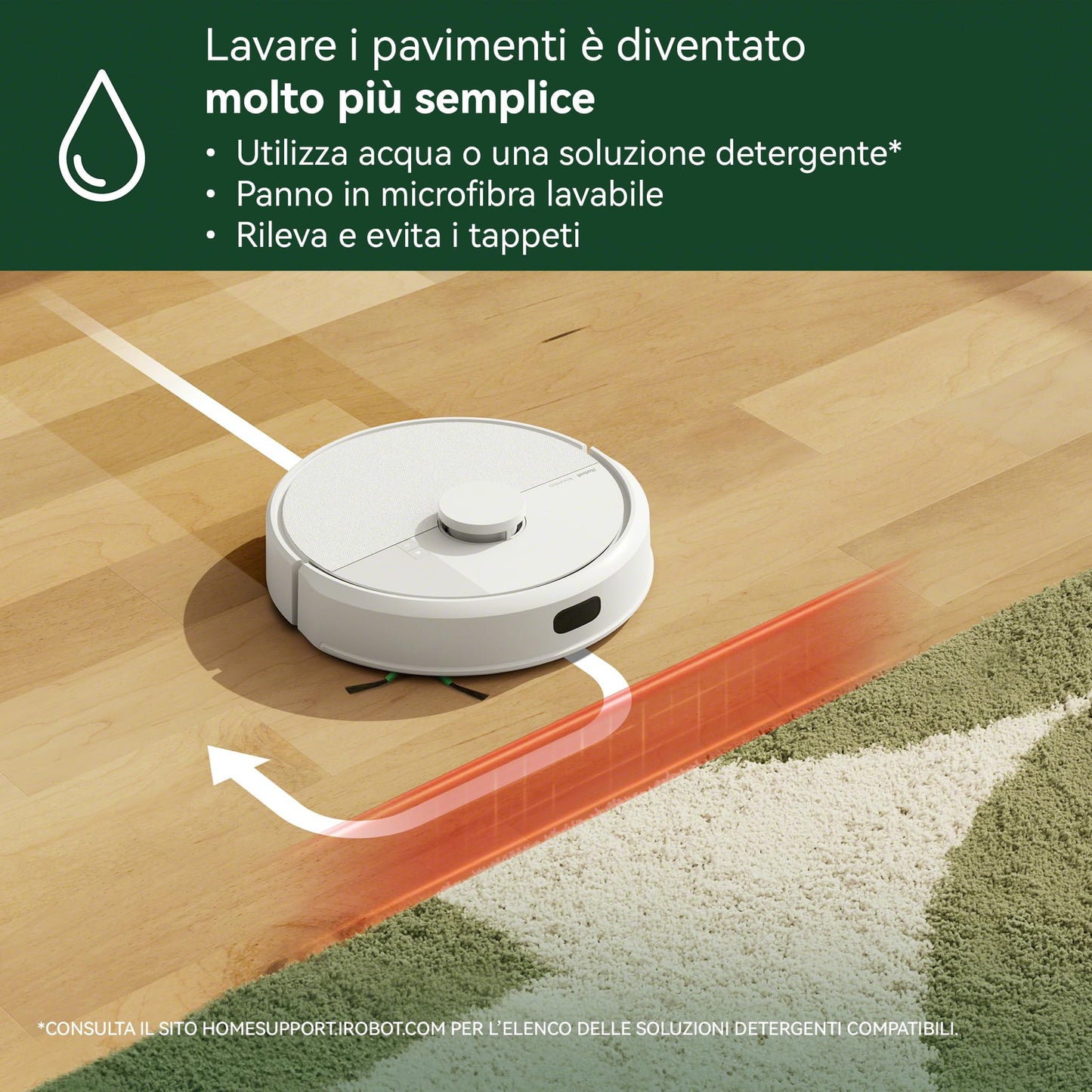 iRobot Roomba 105 Combo, Robot Aspirapolvere Lavapavimenti, Pulizia a 4 Fasi, Navigazione ClearView LiDAR, Rilevamento di Tappeti/Moquette, Pulizia Mirata, Controllo tramite App, Bianco